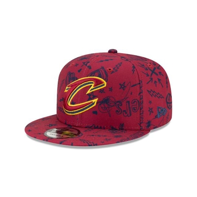 Sapca New Era Cleveland Cavaliers NBA Doodle 9FIFTY Snapback - Rosii